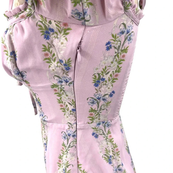 INTERMIX‎ Lily Floral Mini Dress Purple Off the Shoulder Size 2 - Picture 8 of 11